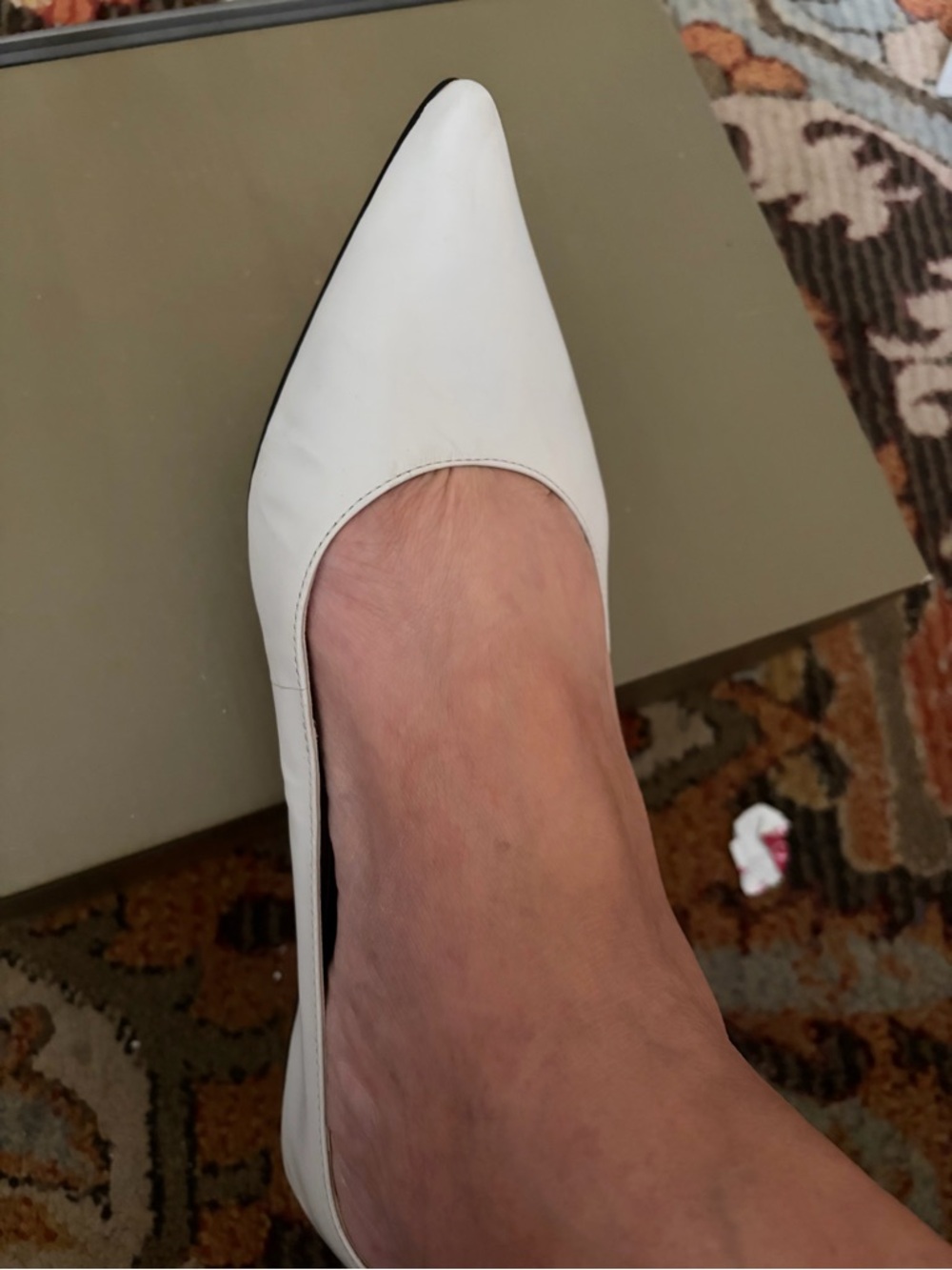 MIA Women's Pointed-Toe White Leather Flat